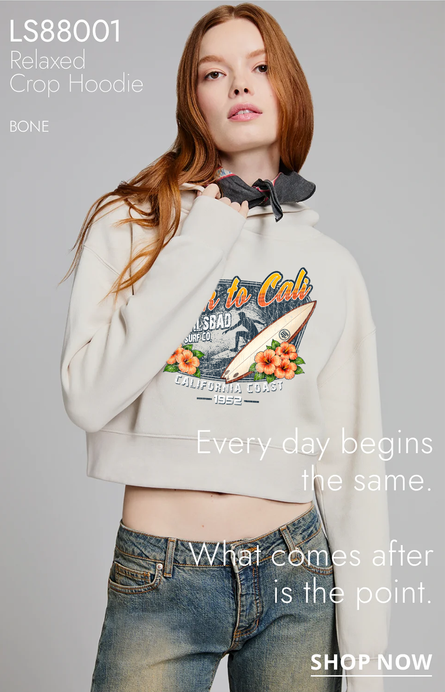 LS88001 Womens Relaxed Crop Hoodie